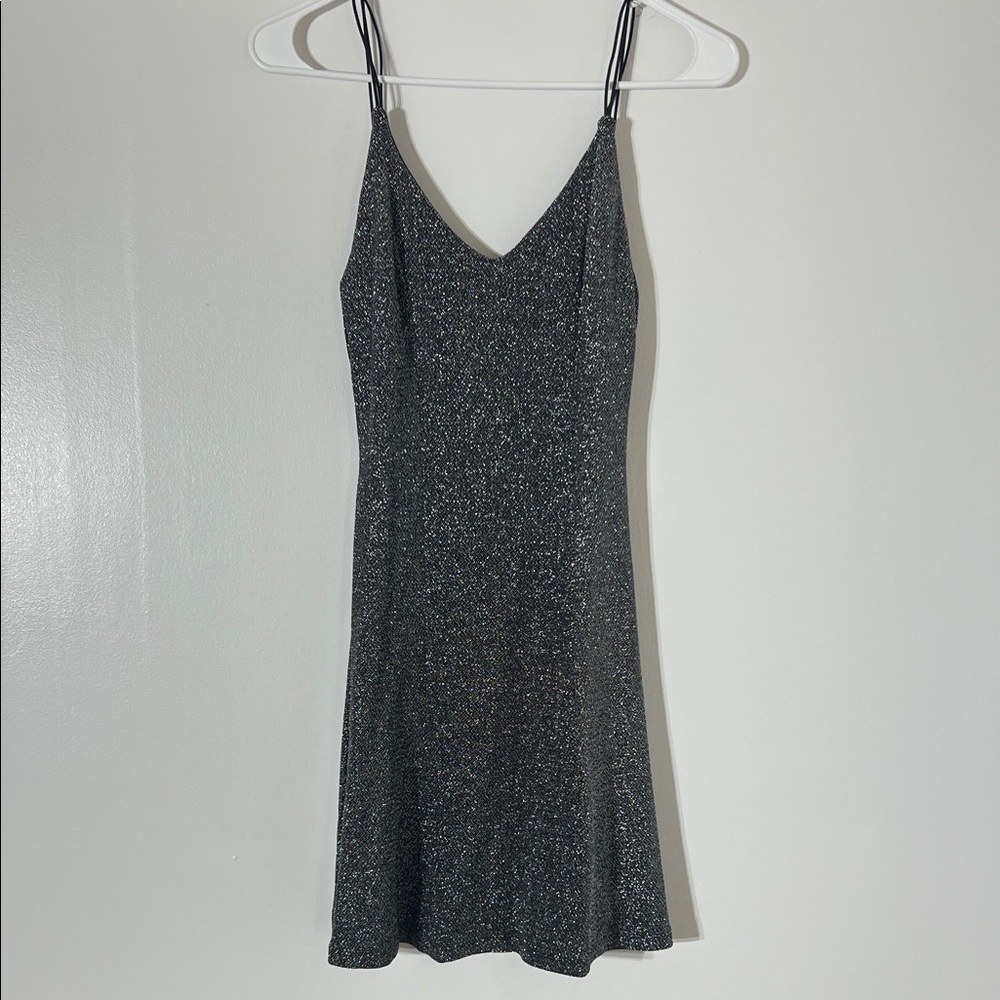 H&M Sparkling Black Mini Dress NWT has loose strings on straps see pictures
